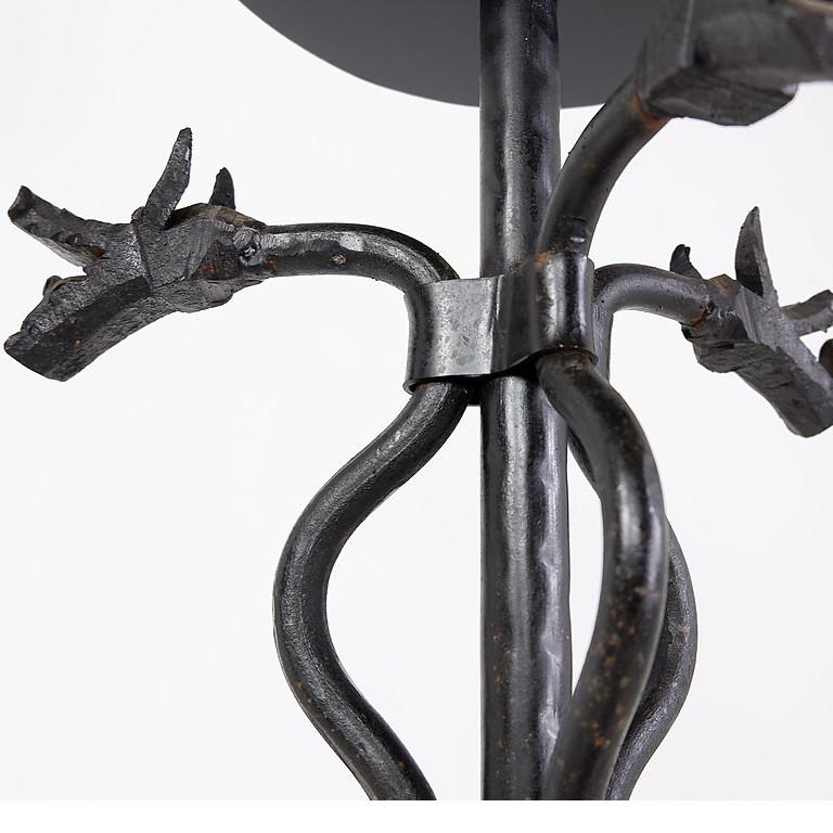 Wrought Iron Candlestick With Dragon decoration In Excellent Condition For Sale In Brussels , BE