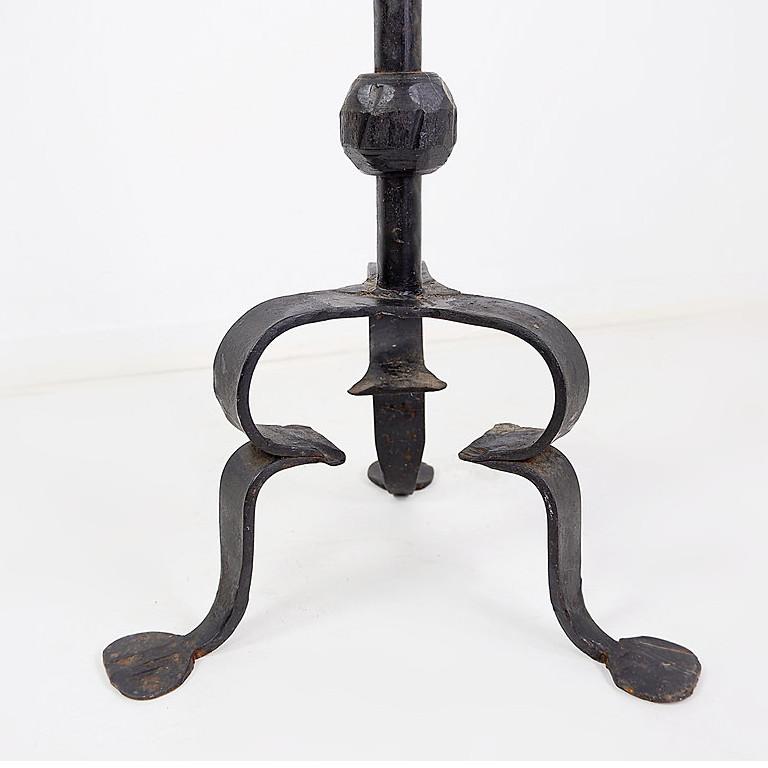 20th Century Wrought Iron Candlestick With Dragon decoration For Sale