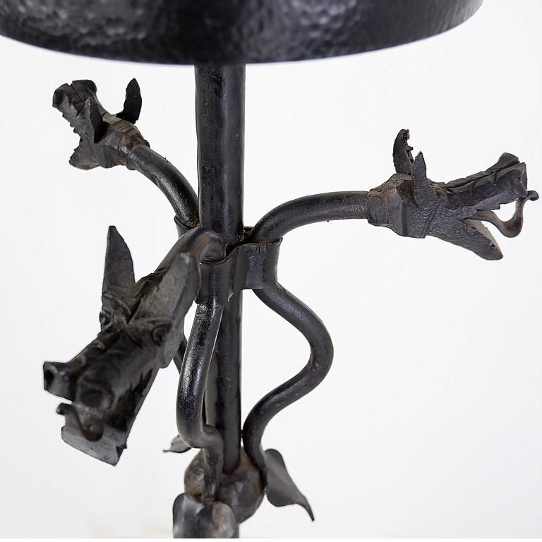 Wrought Iron Candlestick With Dragon decoration For Sale 3