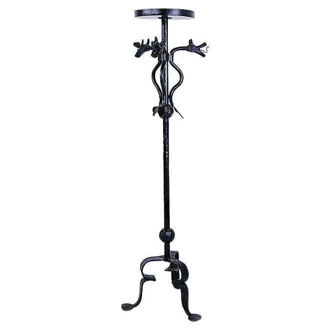 Wrought Iron Candlestick With Dragon decoration For Sale