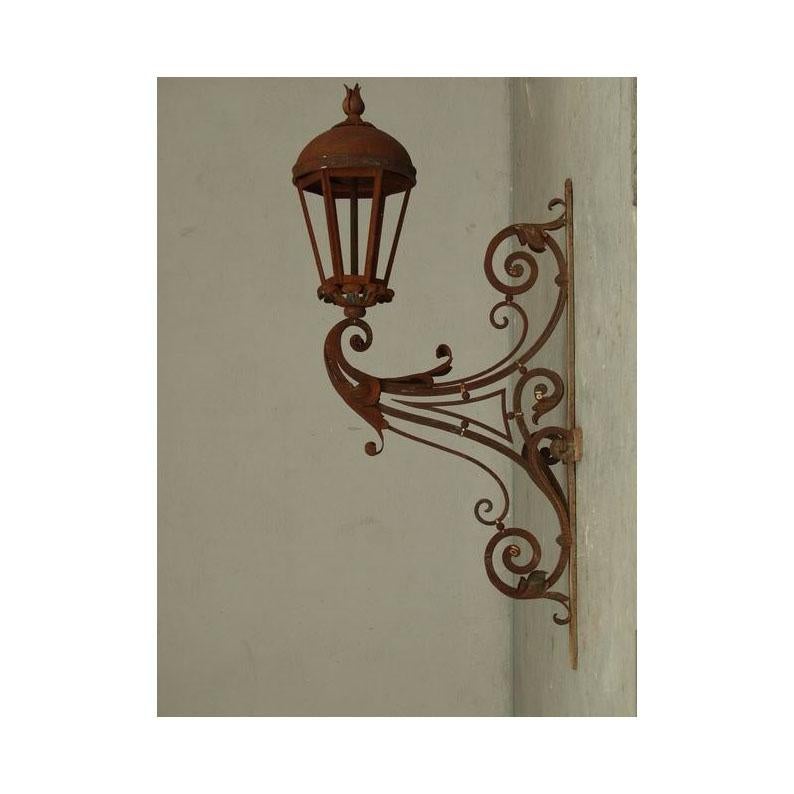 Louis XIV Wrought Iron Castle Lantern with Scroll Decoration For Sale
