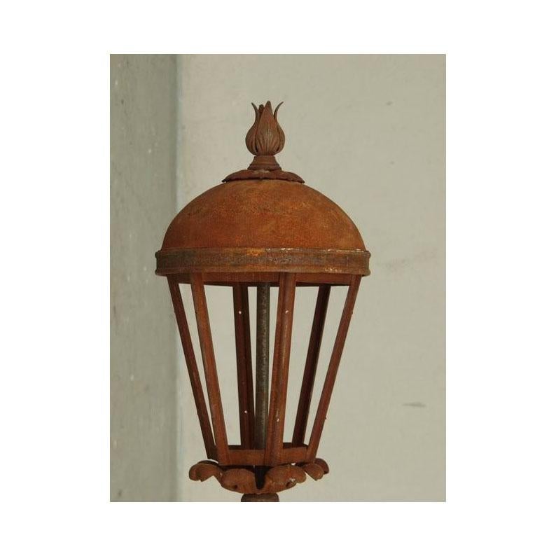 Metalwork Wrought Iron Castle Lantern with Scroll Decoration For Sale