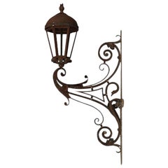Wrought Iron Castle Lantern with Scroll Decoration