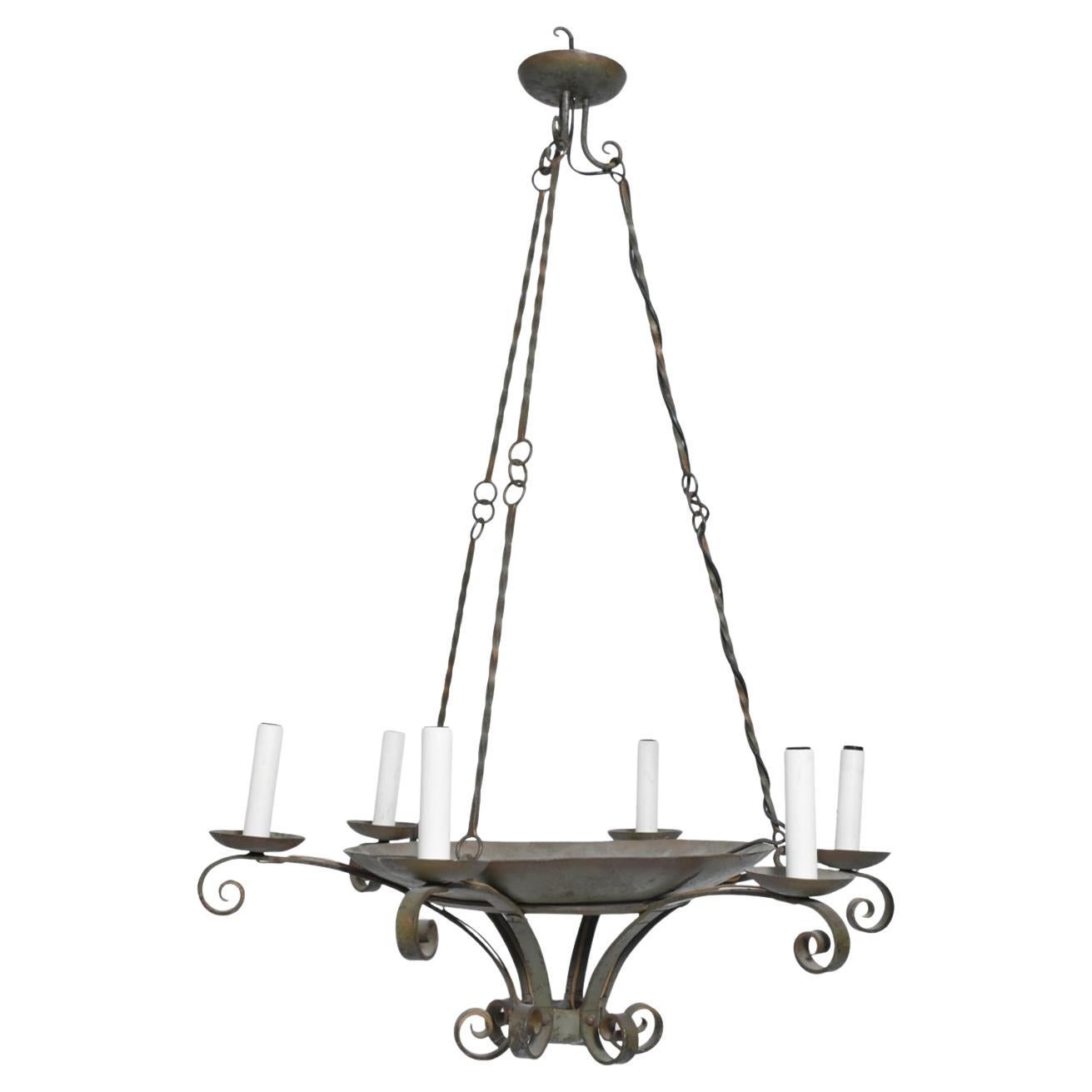 Wrought iron ceiling lamp, 1940s