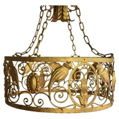 Lámpara de techo de hierro forjado, Art Nouveau