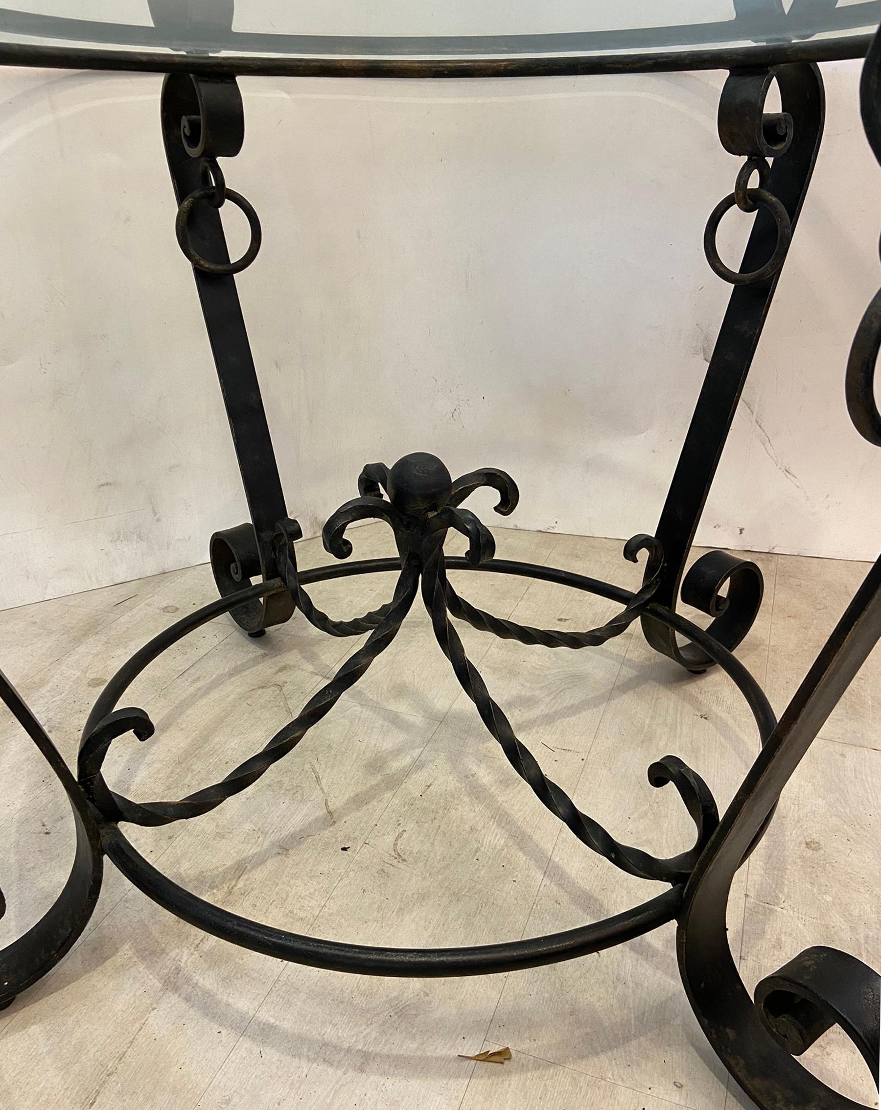 Wrought Iron Center Table Style of Poillerat In Good Condition In West Palm Beach, FL
