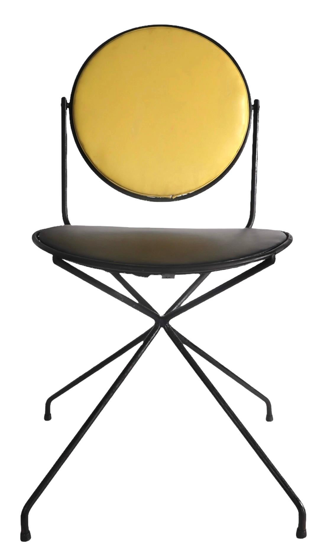 Mid-Century Modern Wrought Iron Chair Att. to Tony Paul with Tilt Backrest For Sale