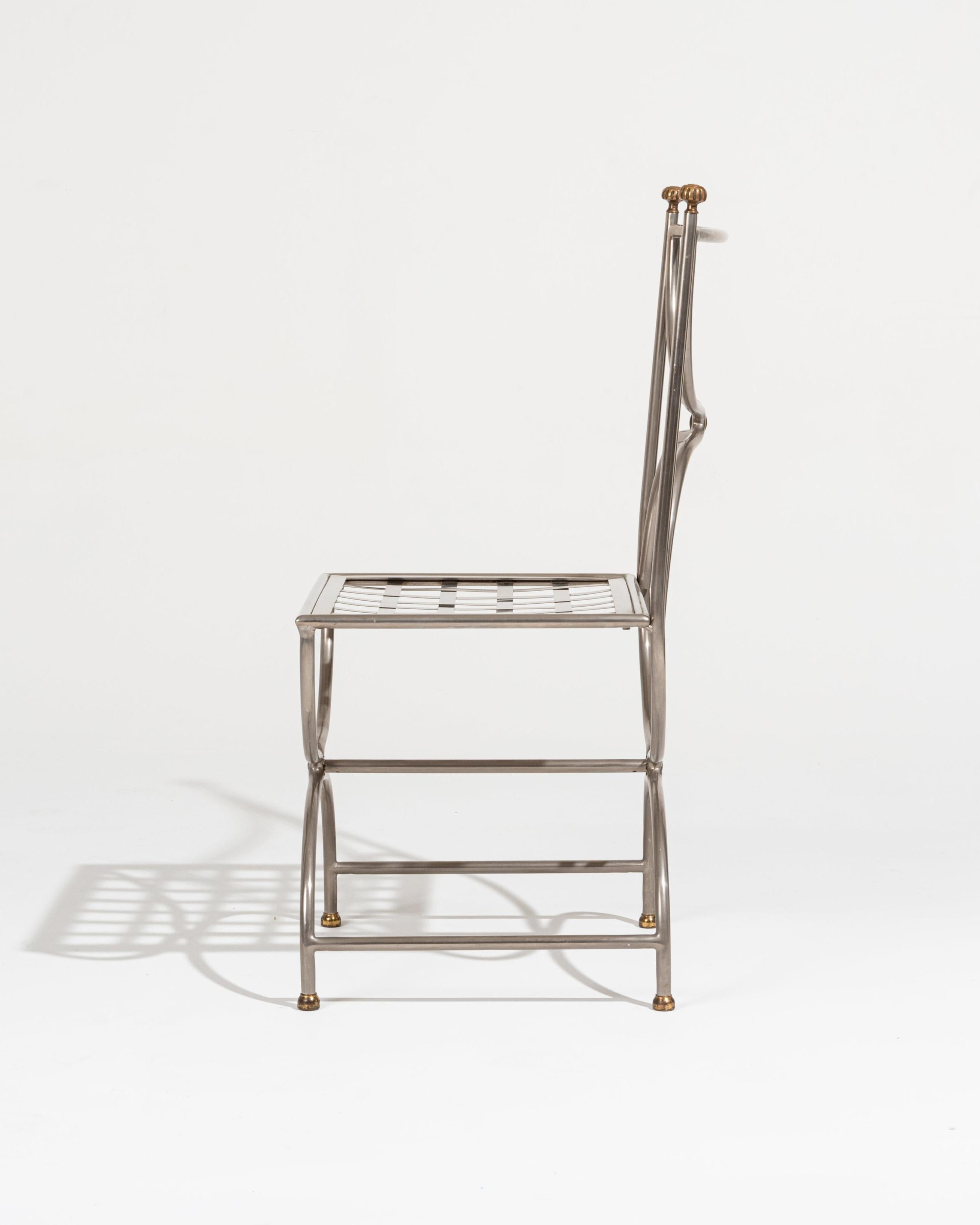 Schmiedeeiserner Stuhl, Maison Jansen, 1980er Jahre (Französisch) im Angebot