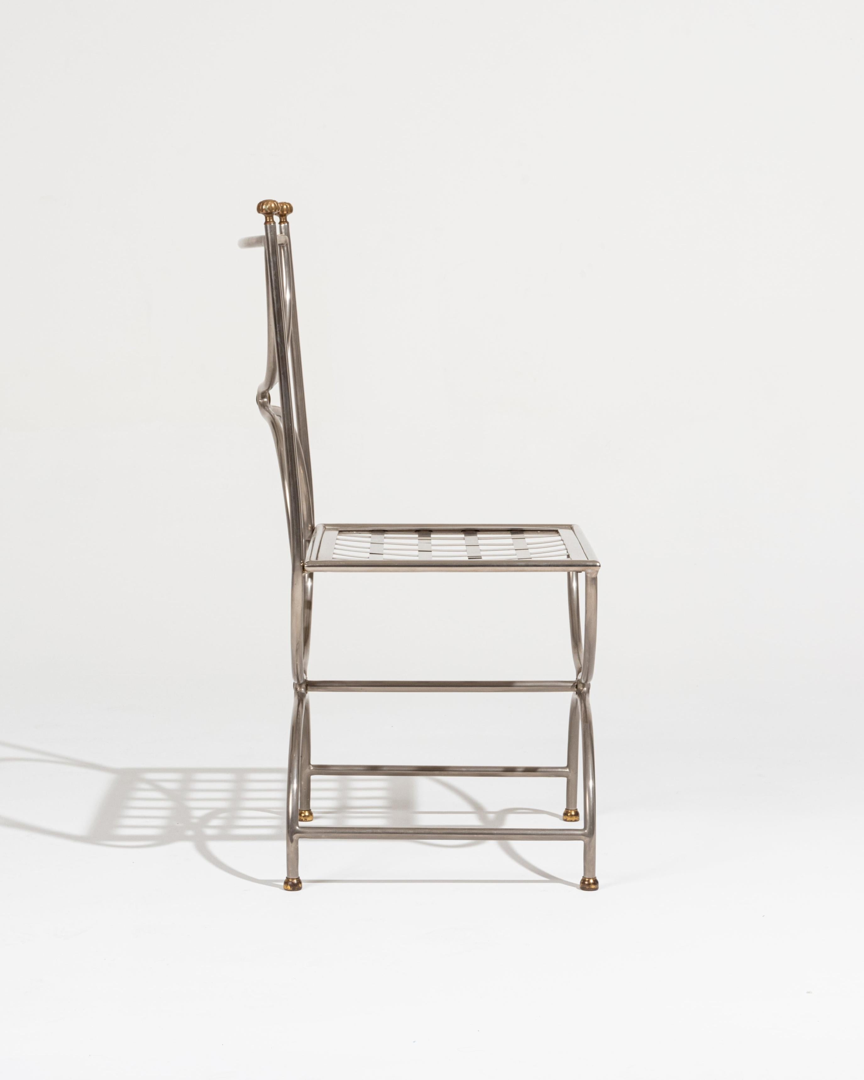 Schmiedeeiserner Stuhl, Maison Jansen, 1980er Jahre (Schmiedeeisen) im Angebot