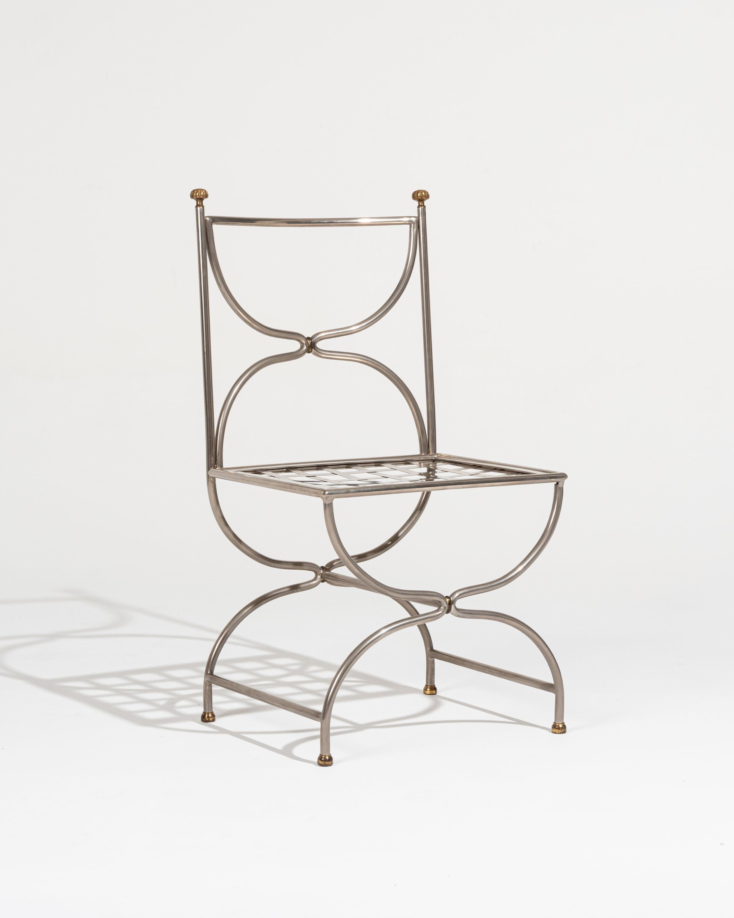 Schmiedeeiserner Stuhl, Maison Jansen, 1980er Jahre im Angebot 1