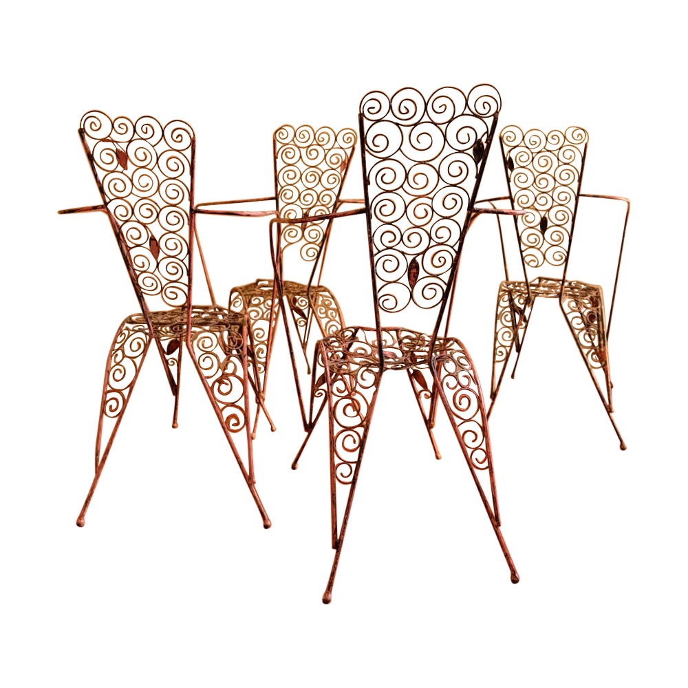 Wrought Iron Chairs, 90
s, French production with botanical motifs