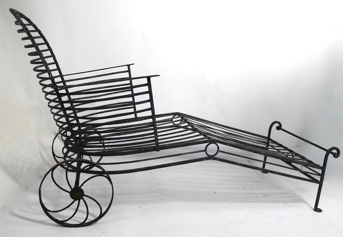 Art Deco Wrought Iron Chaise Lounge Attributed to Salterini