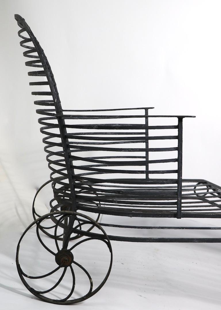 American Wrought Iron Chaise Lounge Attributed to Salterini