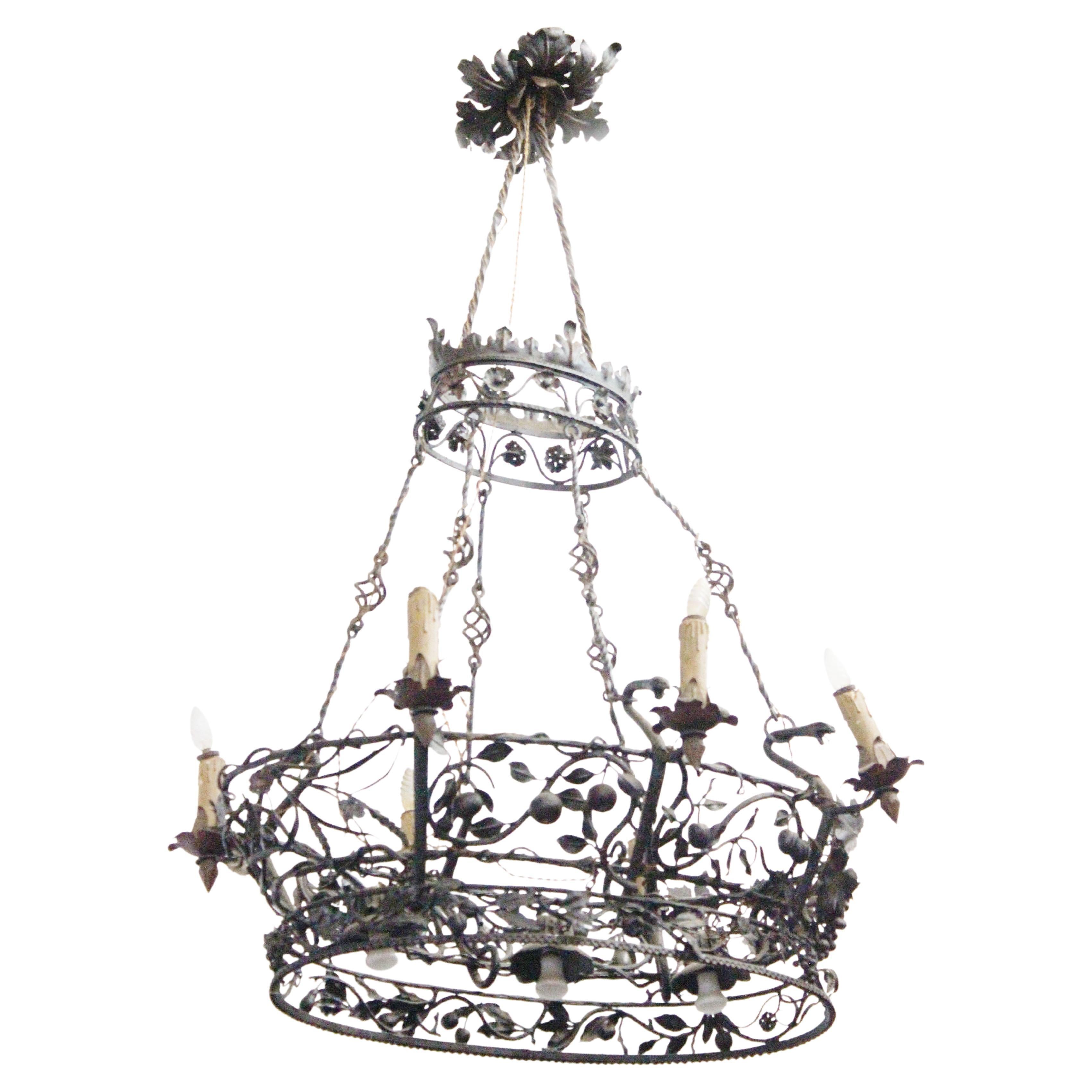 Wrought Iron Chandelier, 1930s