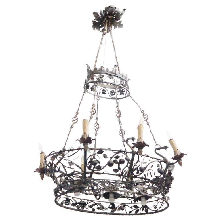 Wrought Iron Chandelier, 1930s For Sale at 1stDibs