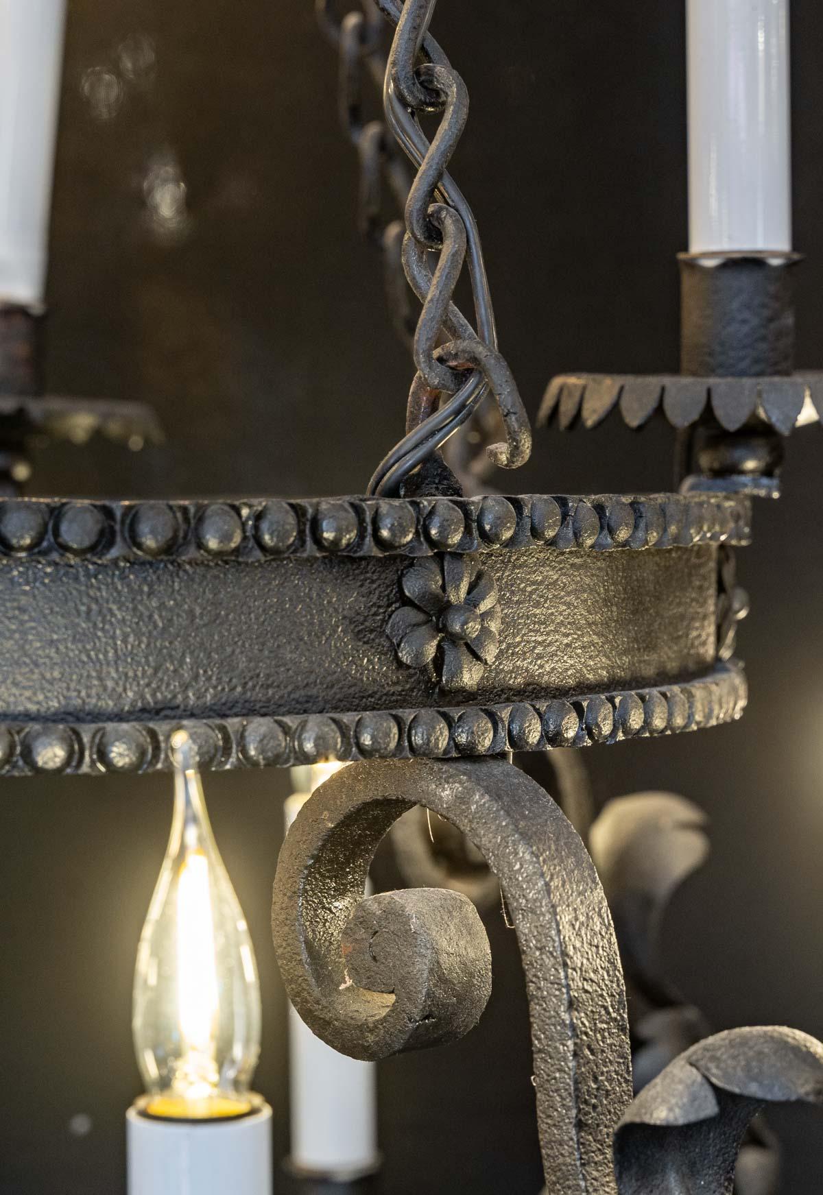 19th Century Wrought Iron Chandelier