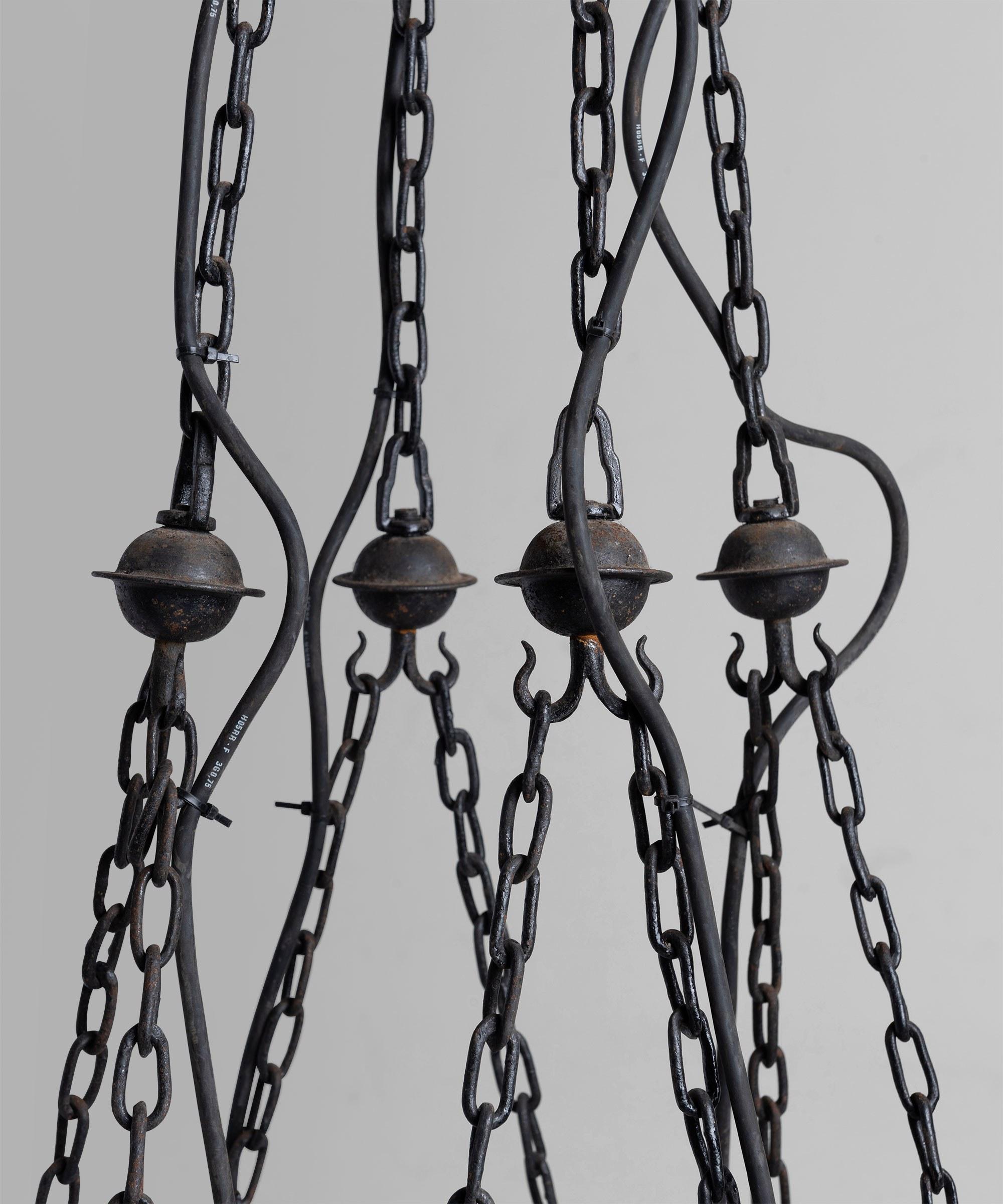 20th Century Wrought Iron Chandelier