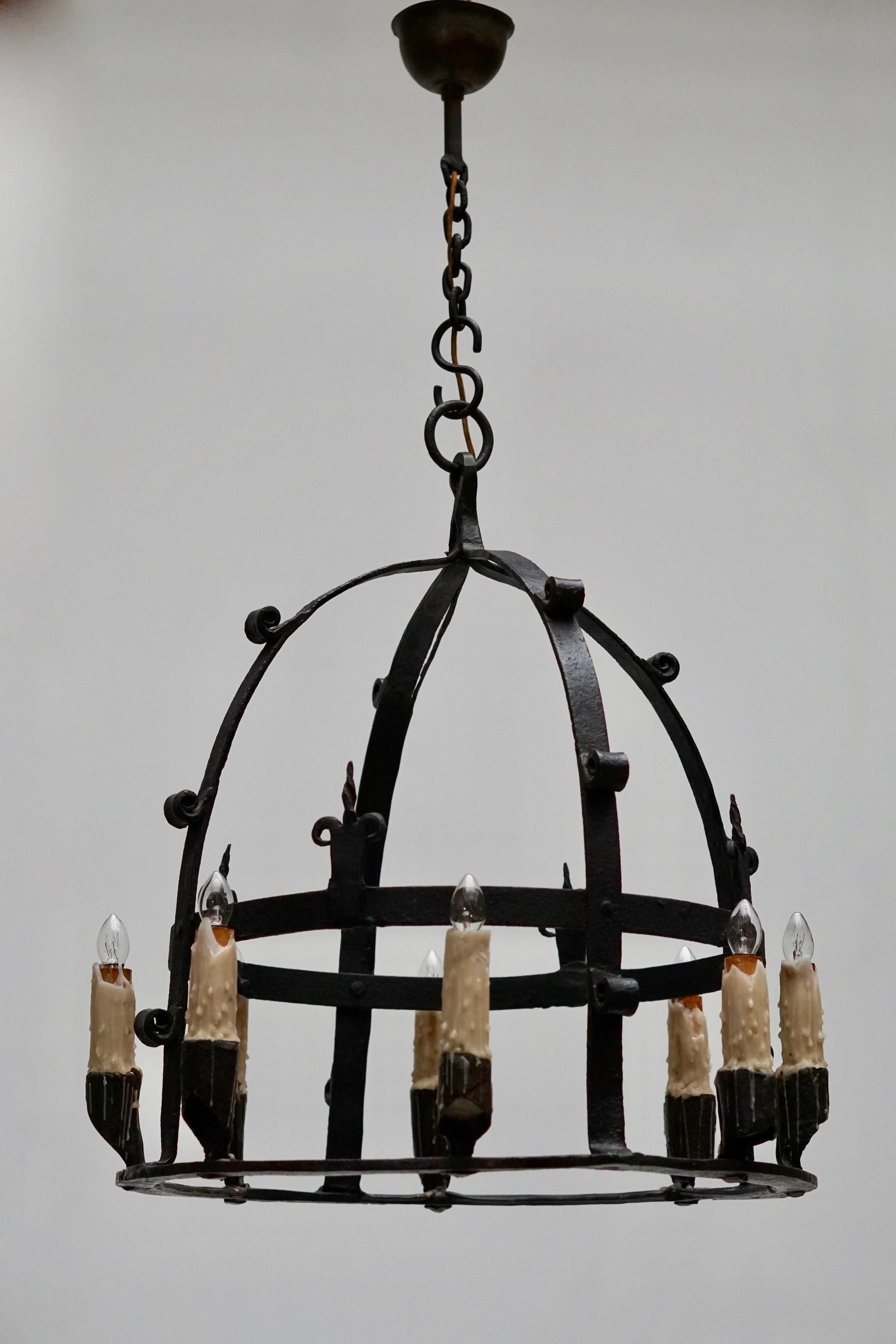 Wrought Iron Chandelier In Good Condition In Antwerp, BE