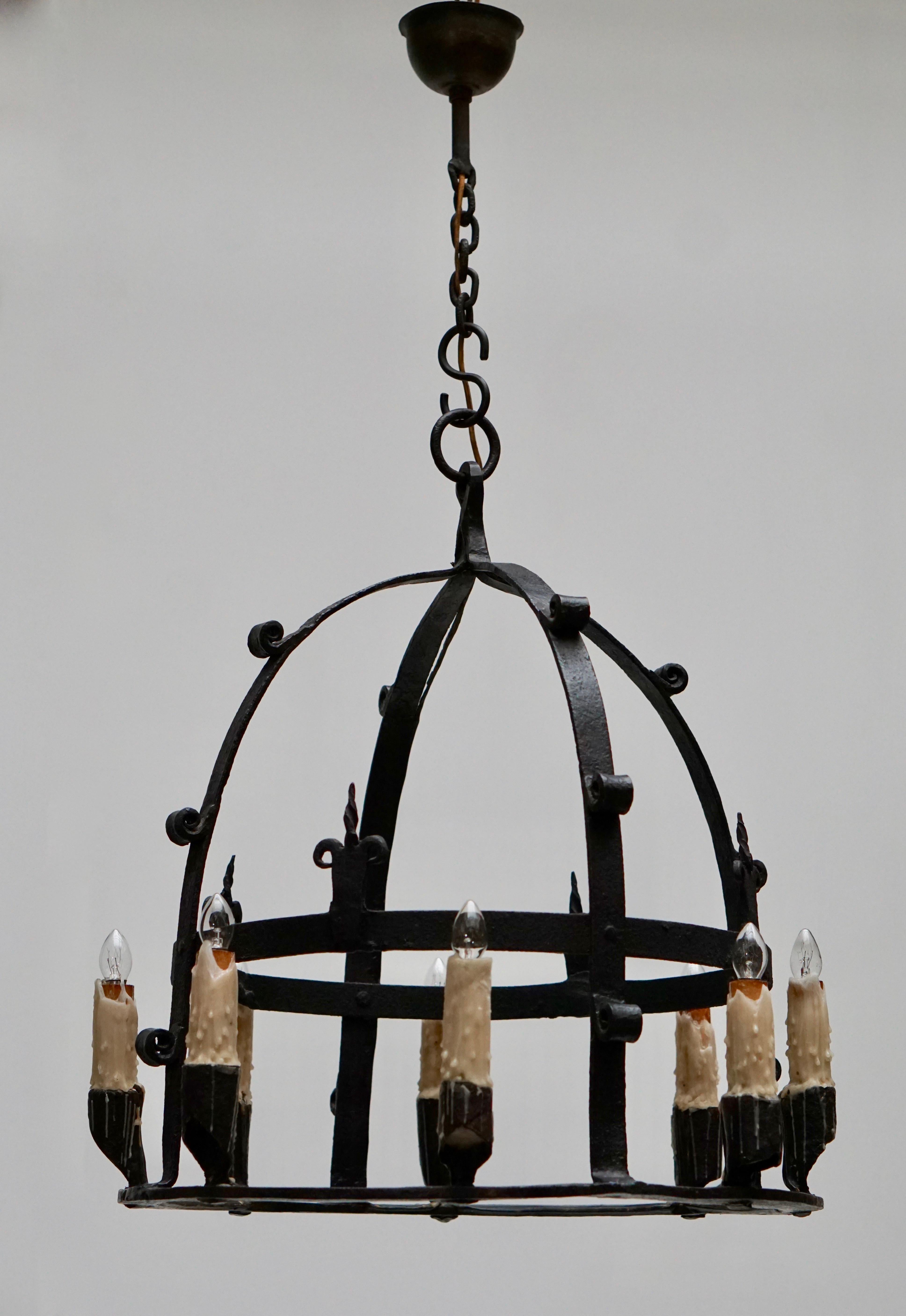 19th Century Wrought Iron Chandelier