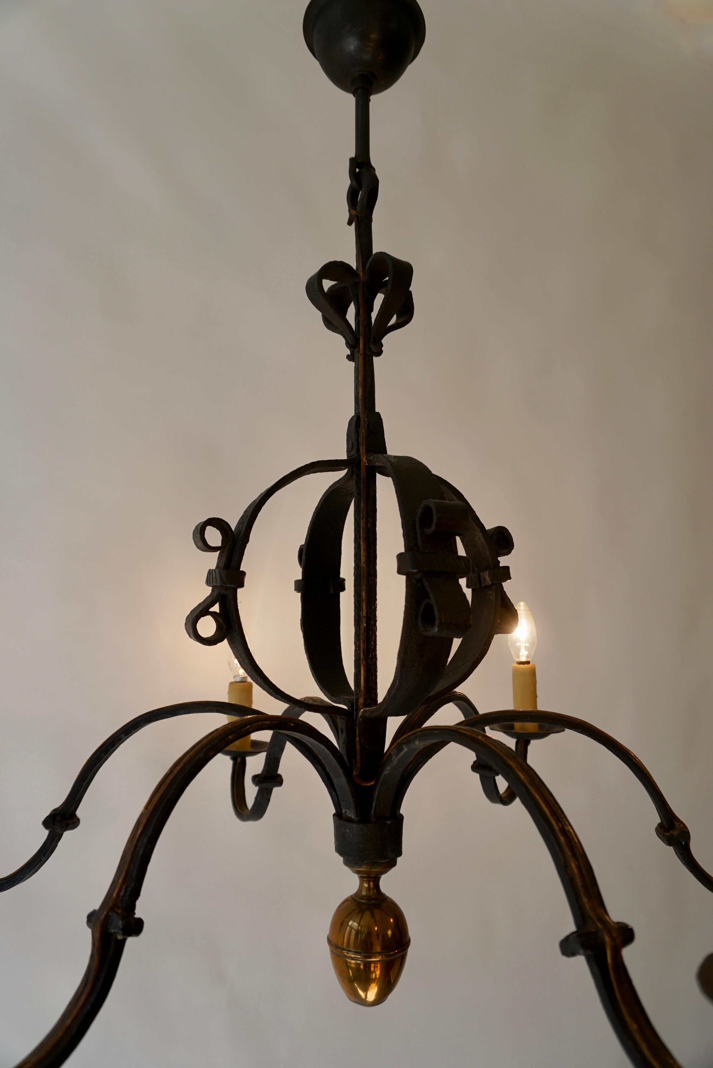 Wrought Iron Chandelier, France For Sale 2