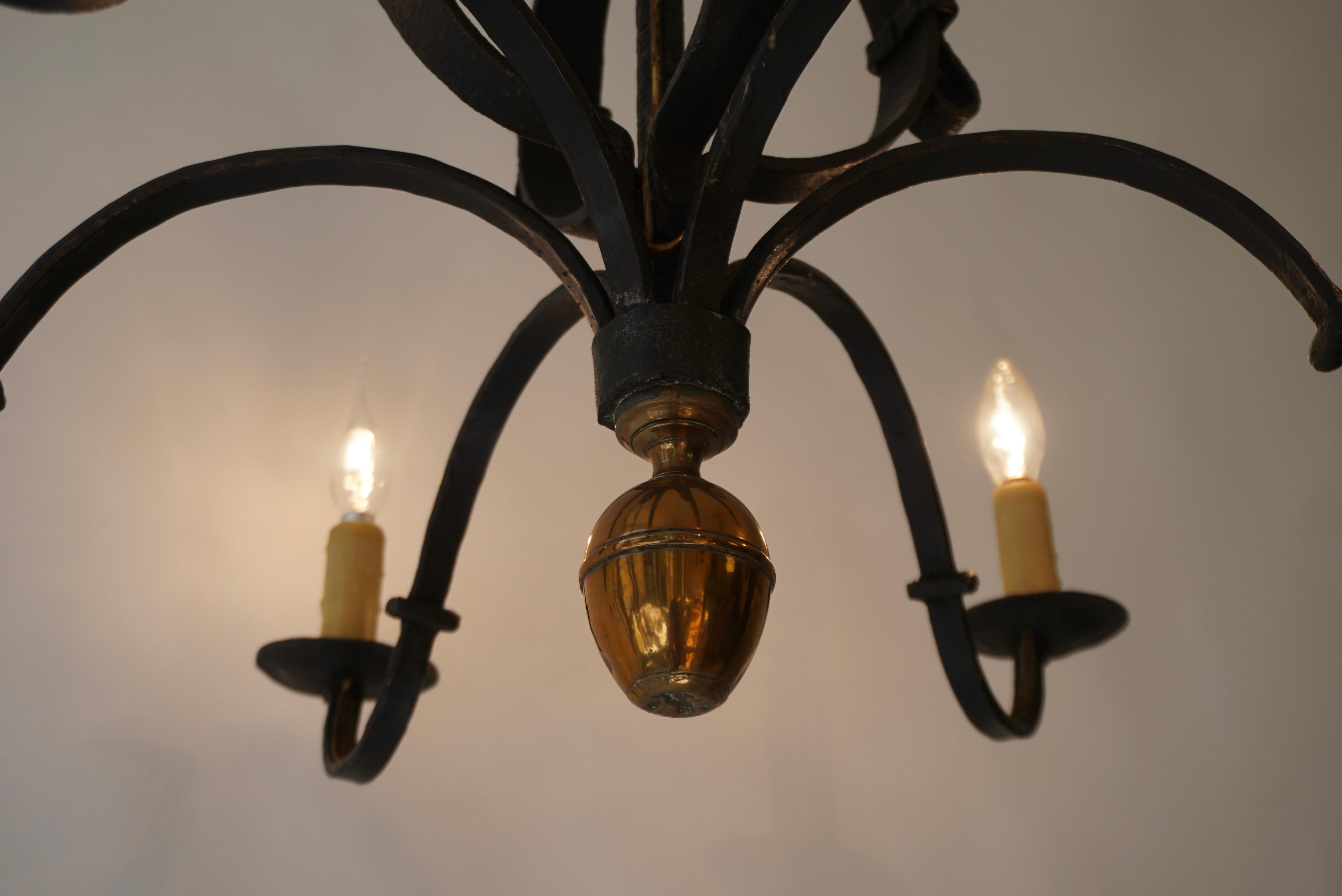 19th Century Wrought Iron Chandelier, France For Sale