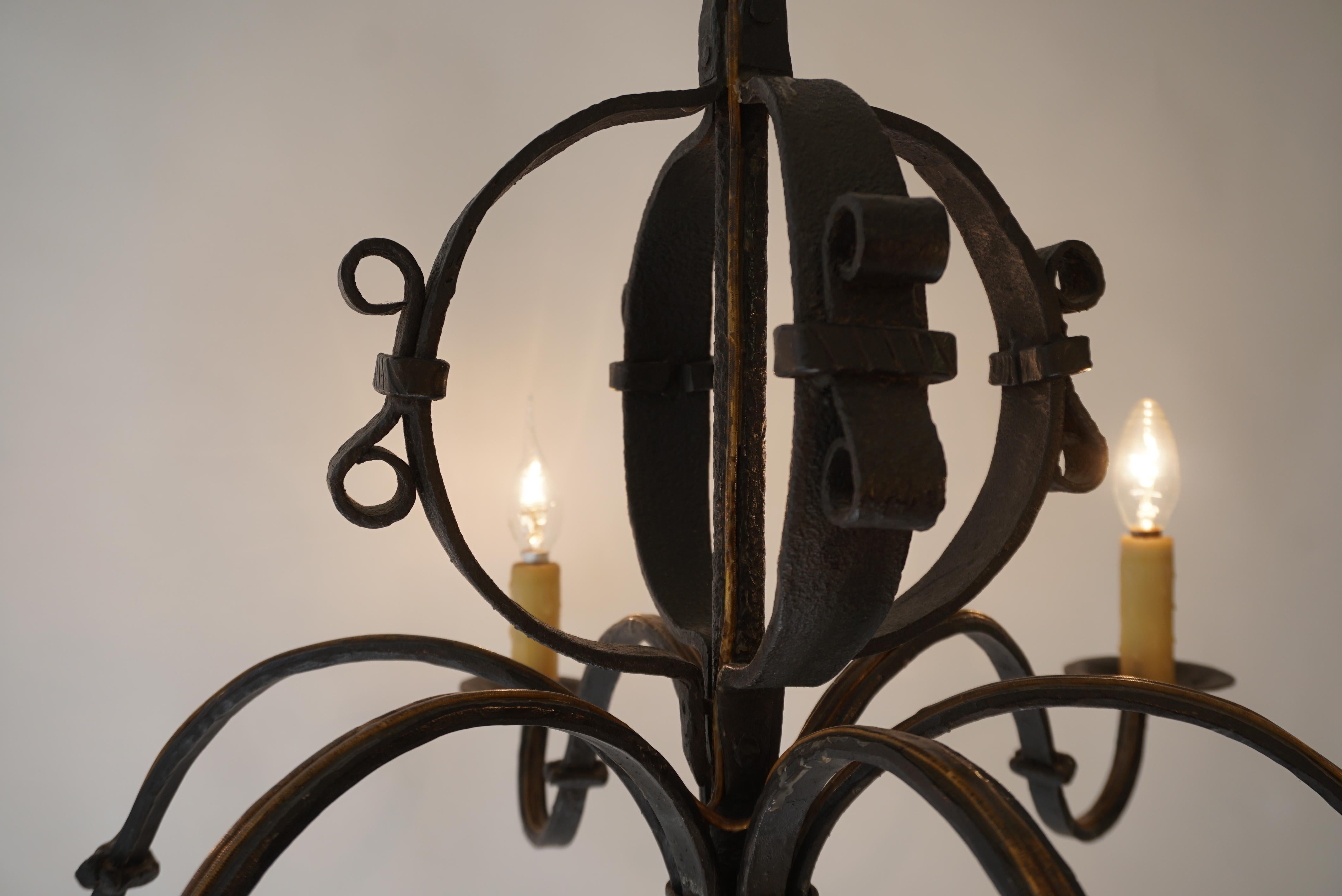 Wrought Iron Chandelier, France For Sale 1
