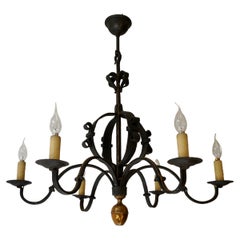 Antique Wrought Iron Chandelier, France