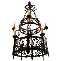 Lustre en fer forgé d
Espagne huit lumières