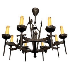 Wrought Iron Chandelier in the Gothic Style. Circa 1950 Wrought Iron Chandelier in the Gothic Style. Circa 1950