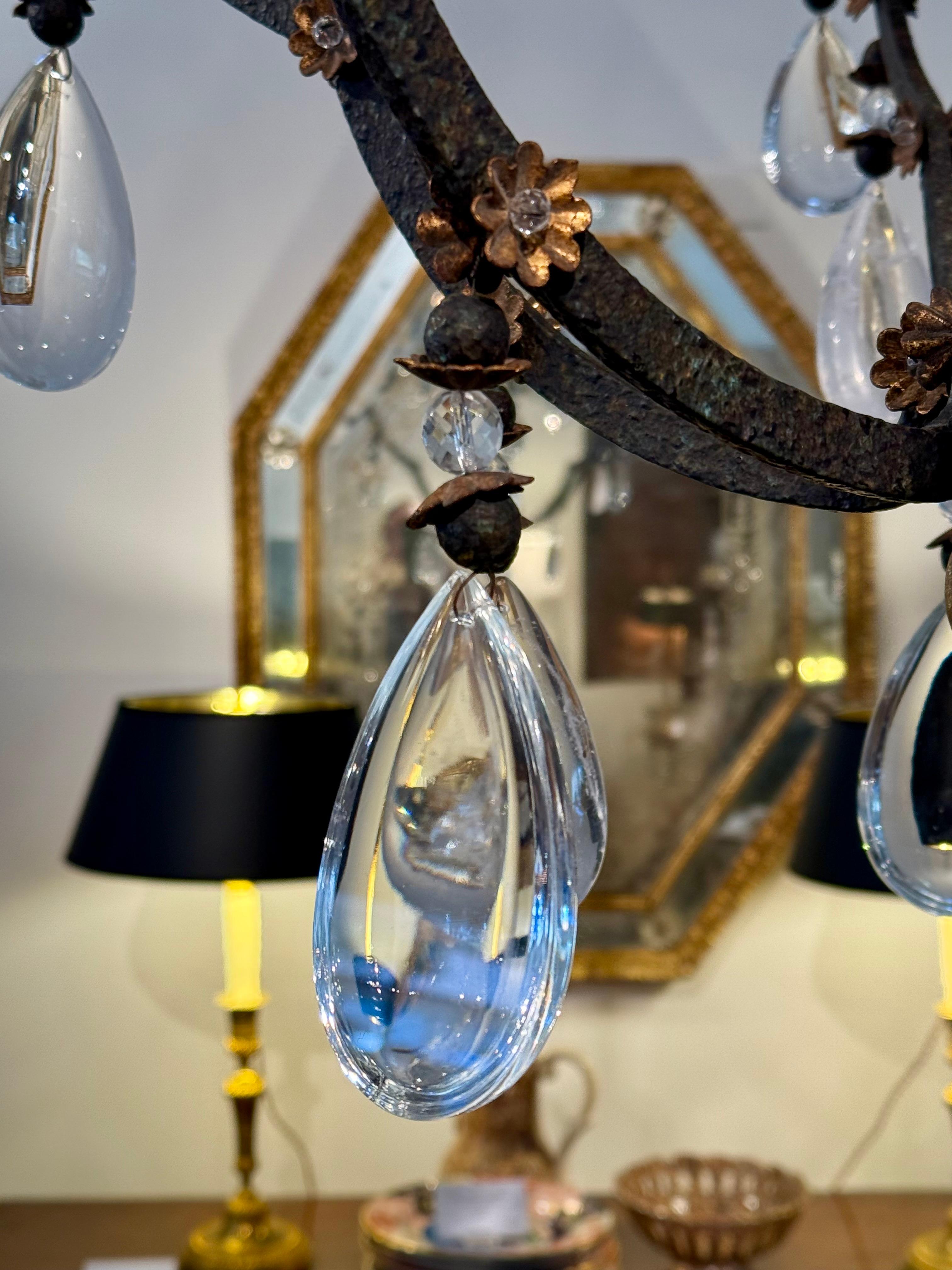 Contemporary Wrought Iron chandelier with Rock Crystal by Dennis and Leen