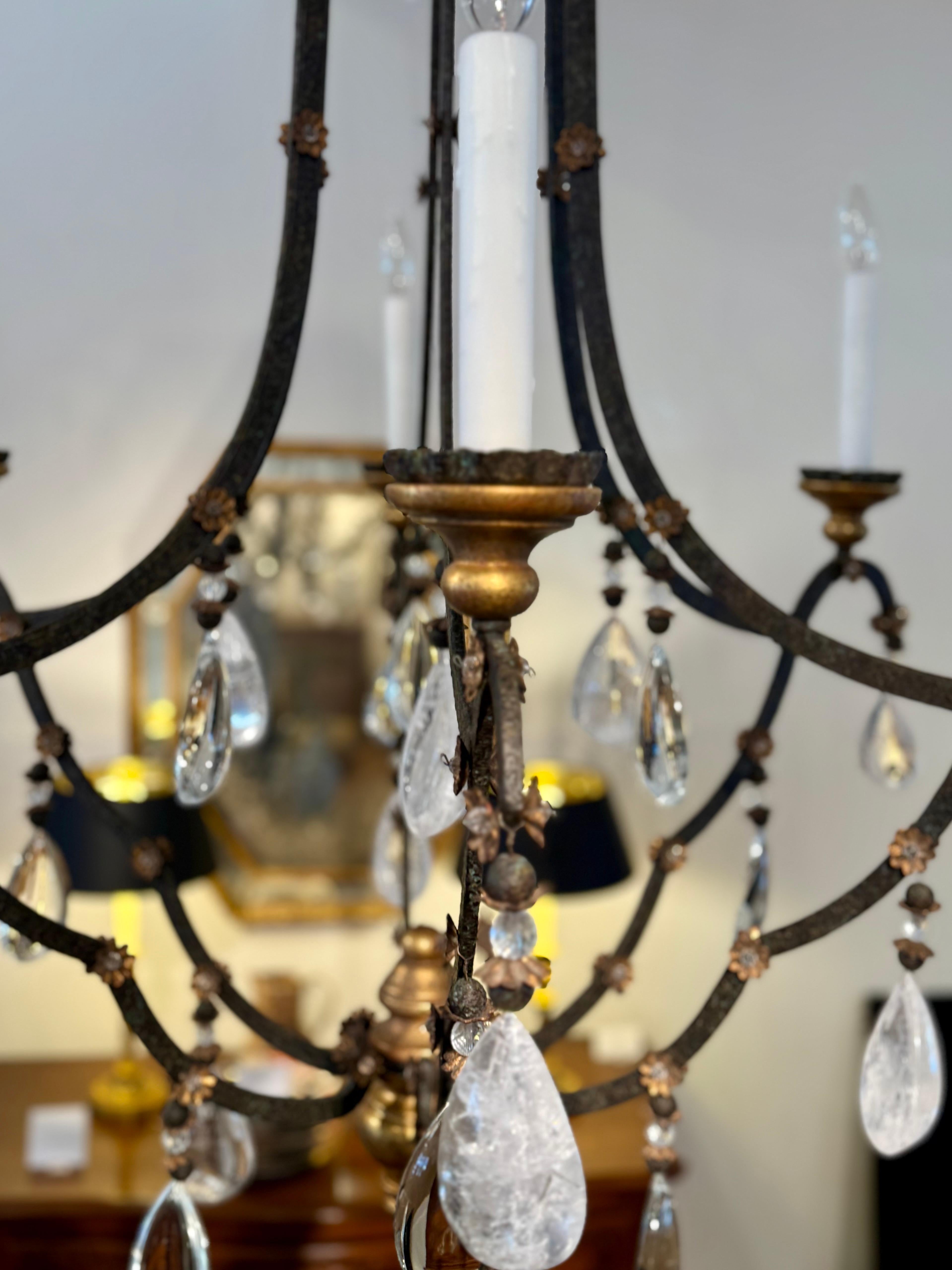 Wrought Iron chandelier with Rock Crystal by Dennis and Leen 1