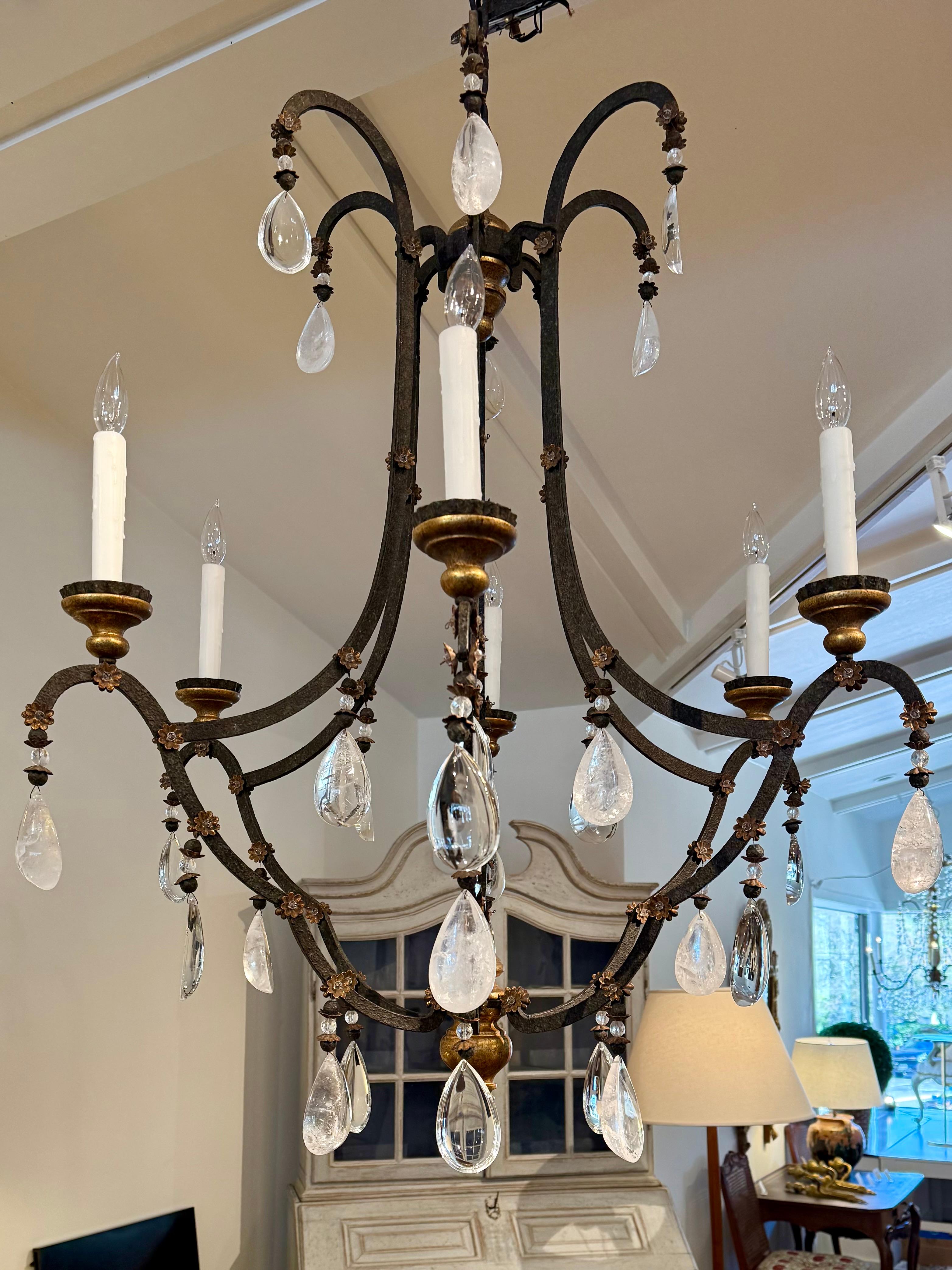 Wrought Iron chandelier with Rock Crystal by Dennis and Leen 2