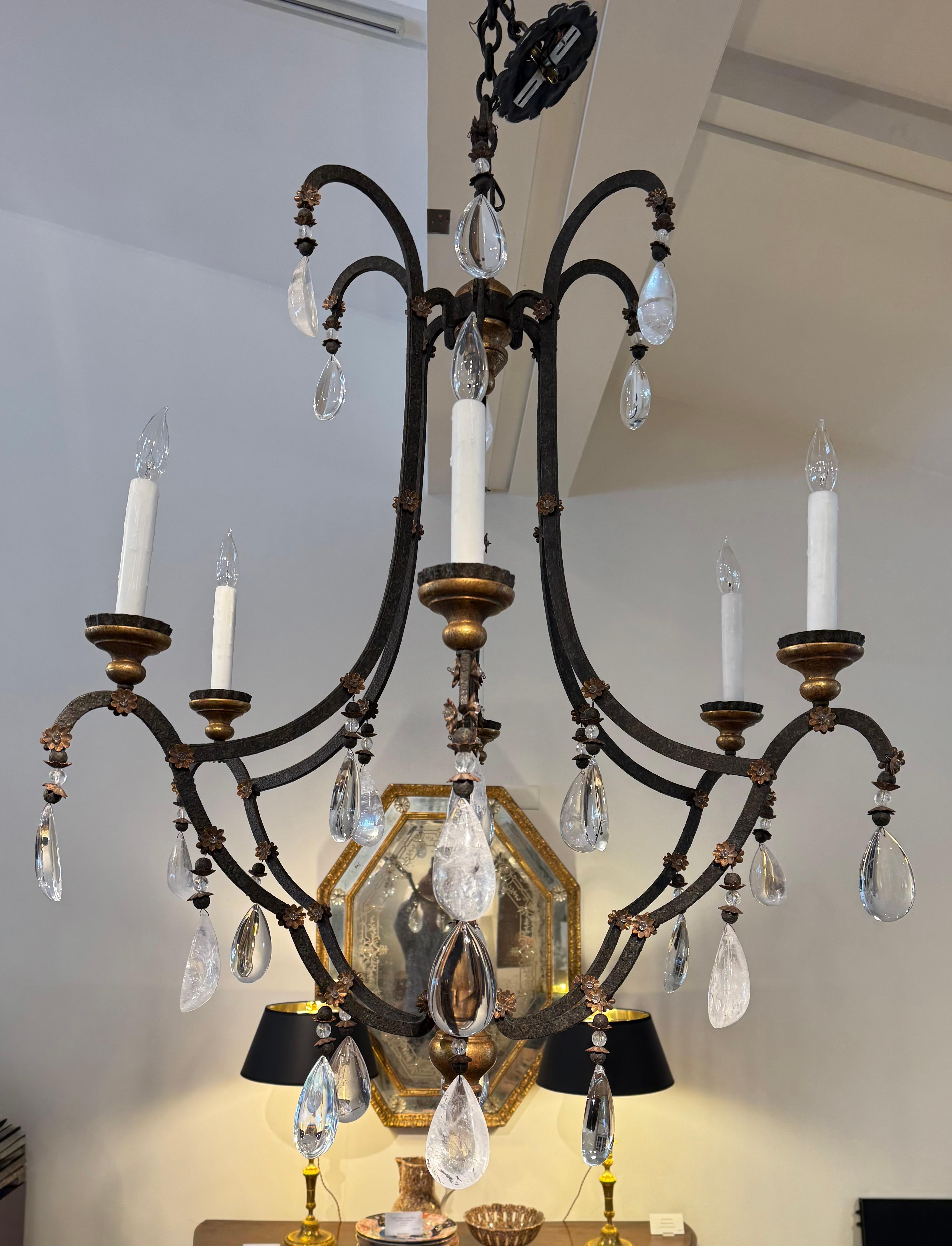 Wrought Iron chandelier with Rock Crystal by Dennis and Leen 3