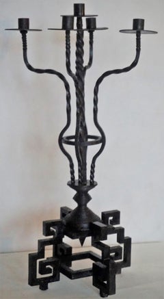 Wrought Iron Church Torchère with Five Candleholders, Italy, Early 19th Century