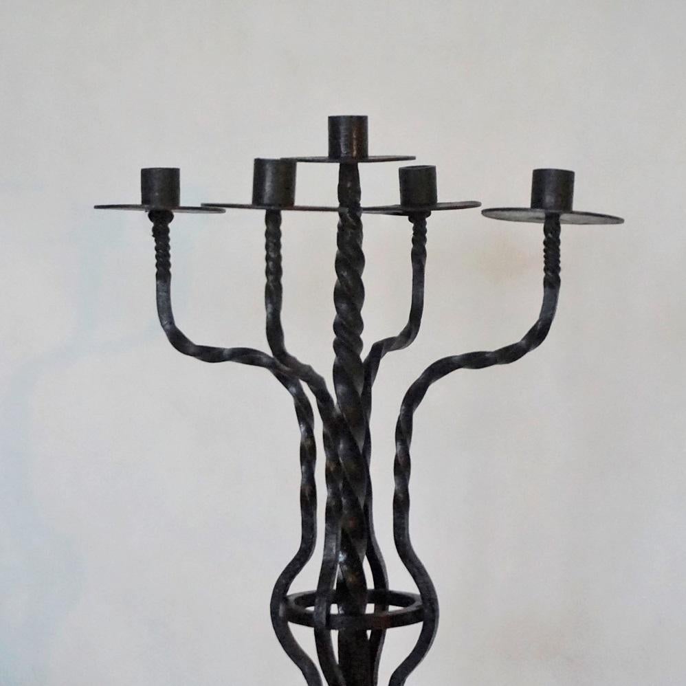Italian Wrought Iron Church Torchère with Five Candleholders, Italy, Early 19th Century For Sale