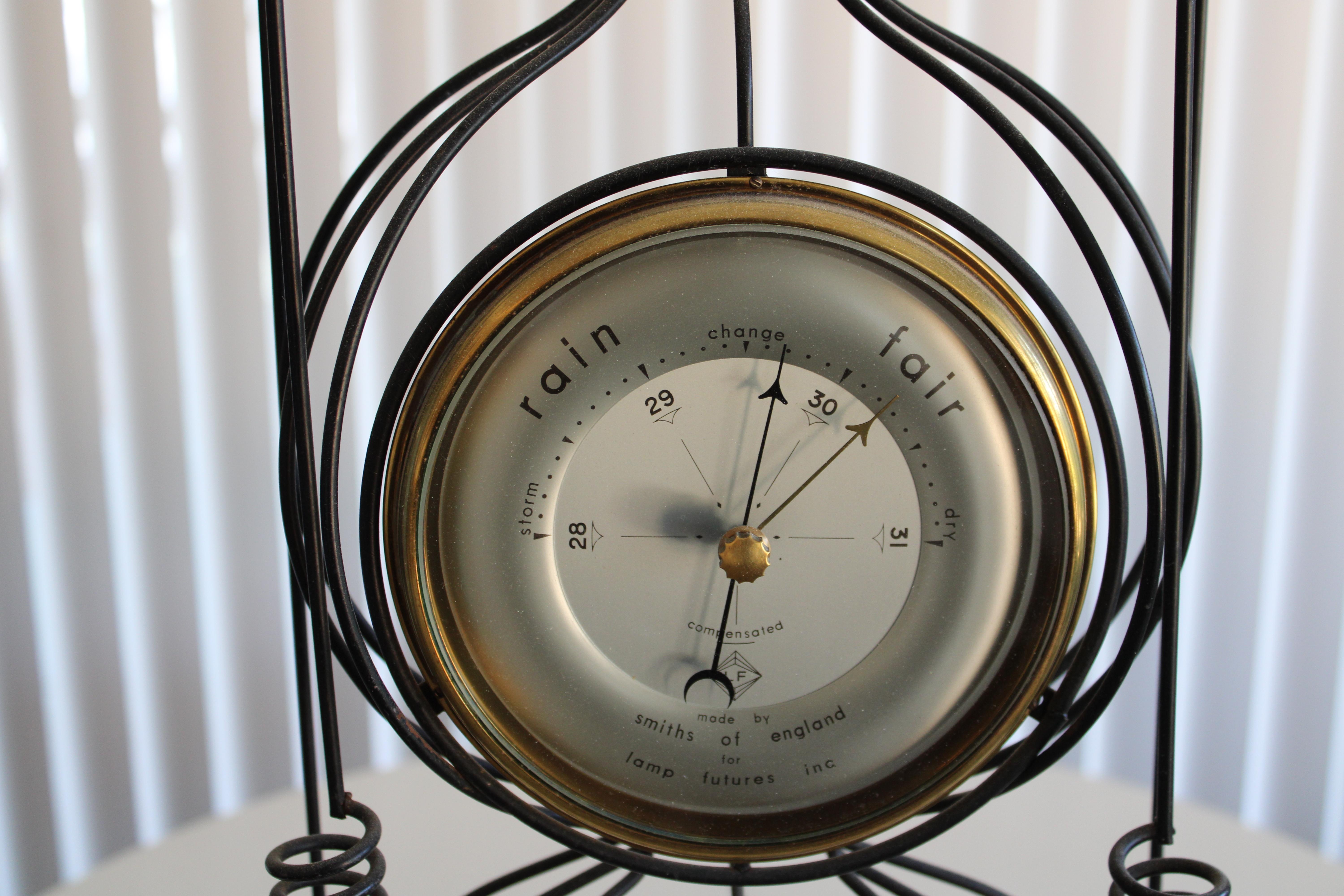 Wrought Iron Clock Barometer In Good Condition In Palm Springs, CA