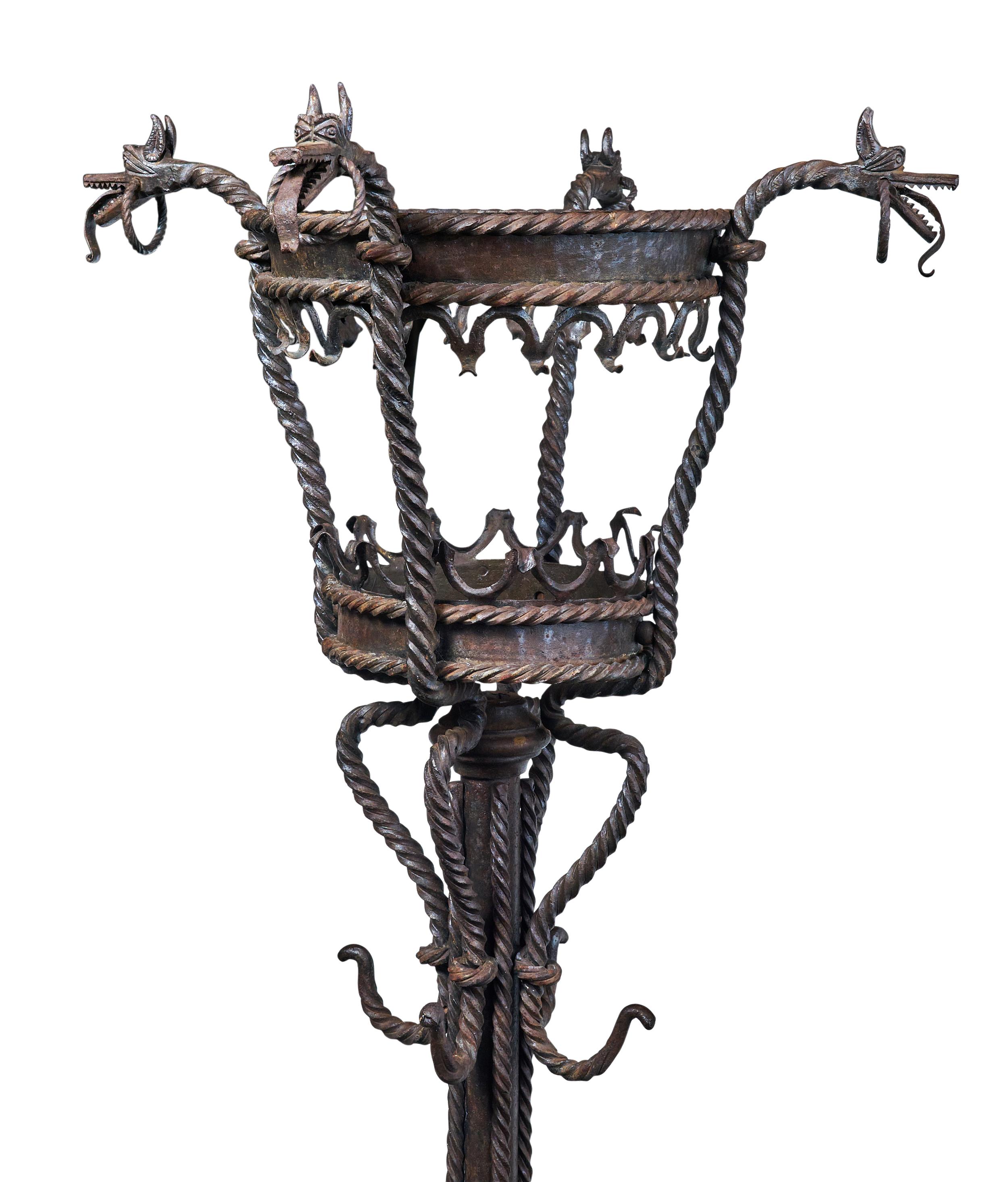 Early 20th Century Wrought Iron Coat/Hat Rack with Beasties For Sale