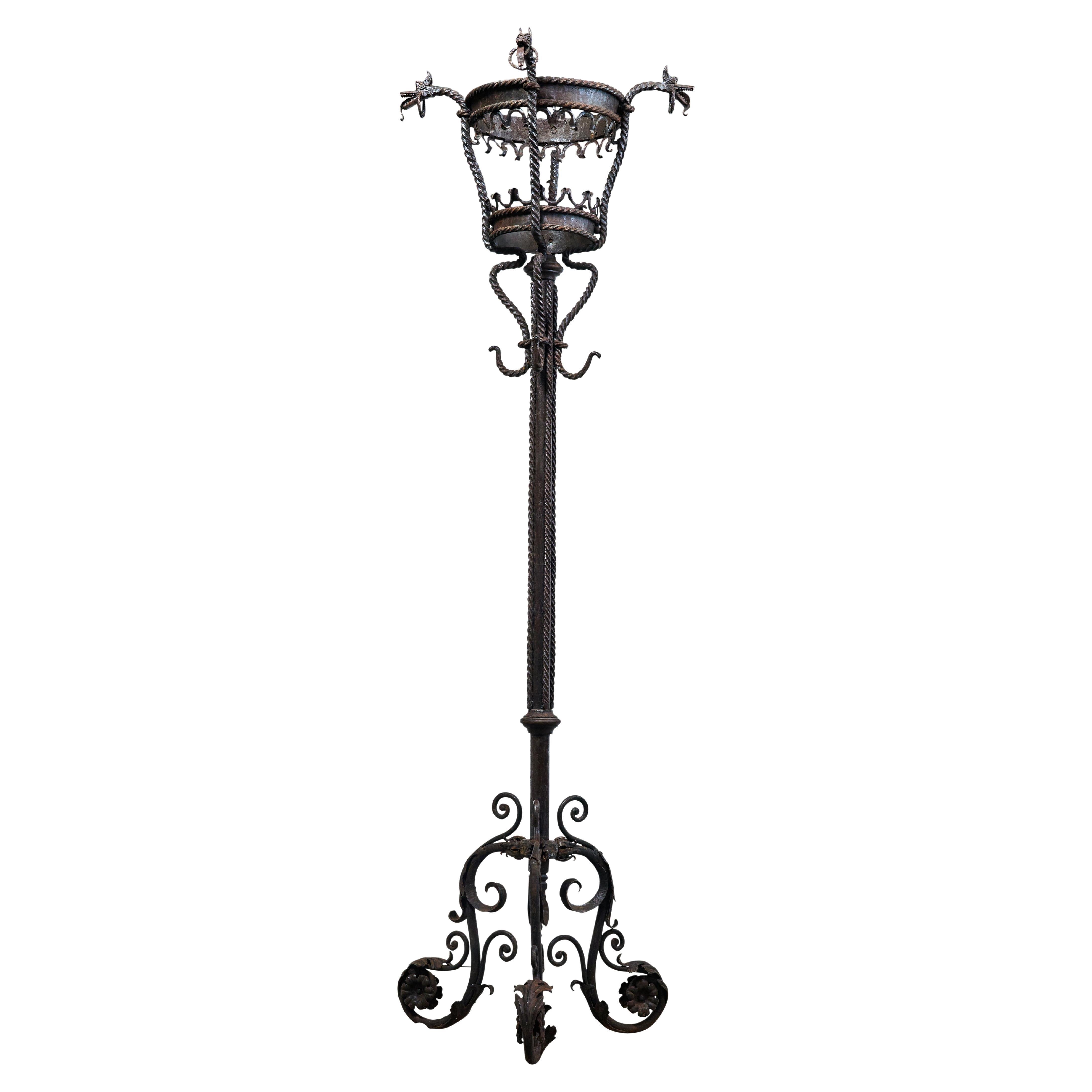 Wrought Iron Coat/Hat Rack with Beasties For Sale