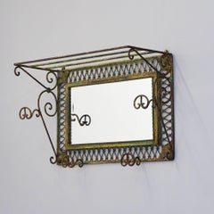 Wrought Iron Coat Hooks with Mirror