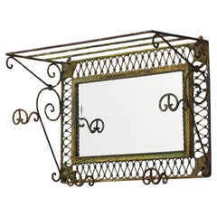 Wrought Iron Coat Hooks with Mirror