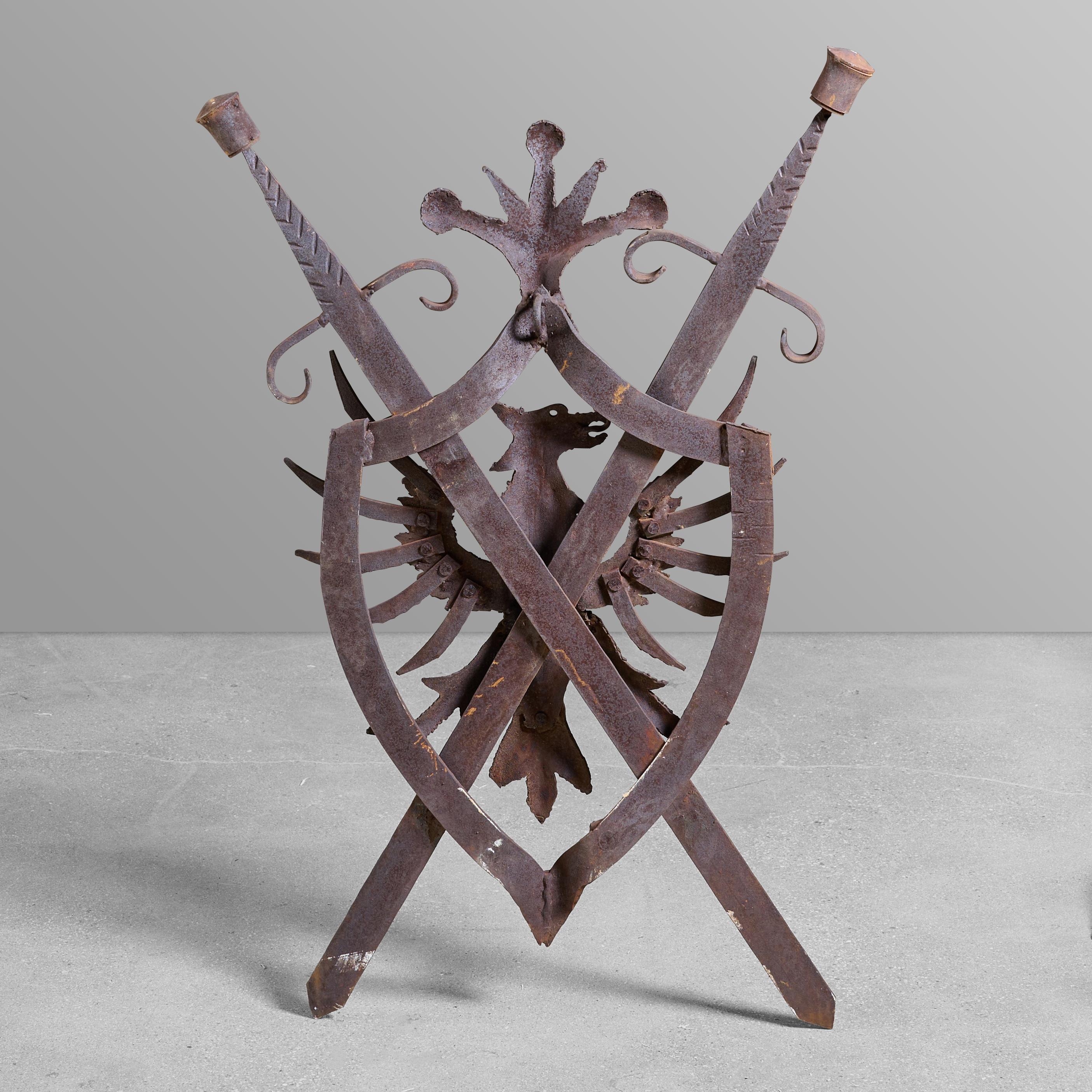 Italian Wrought Iron Coat of Arms For Sale