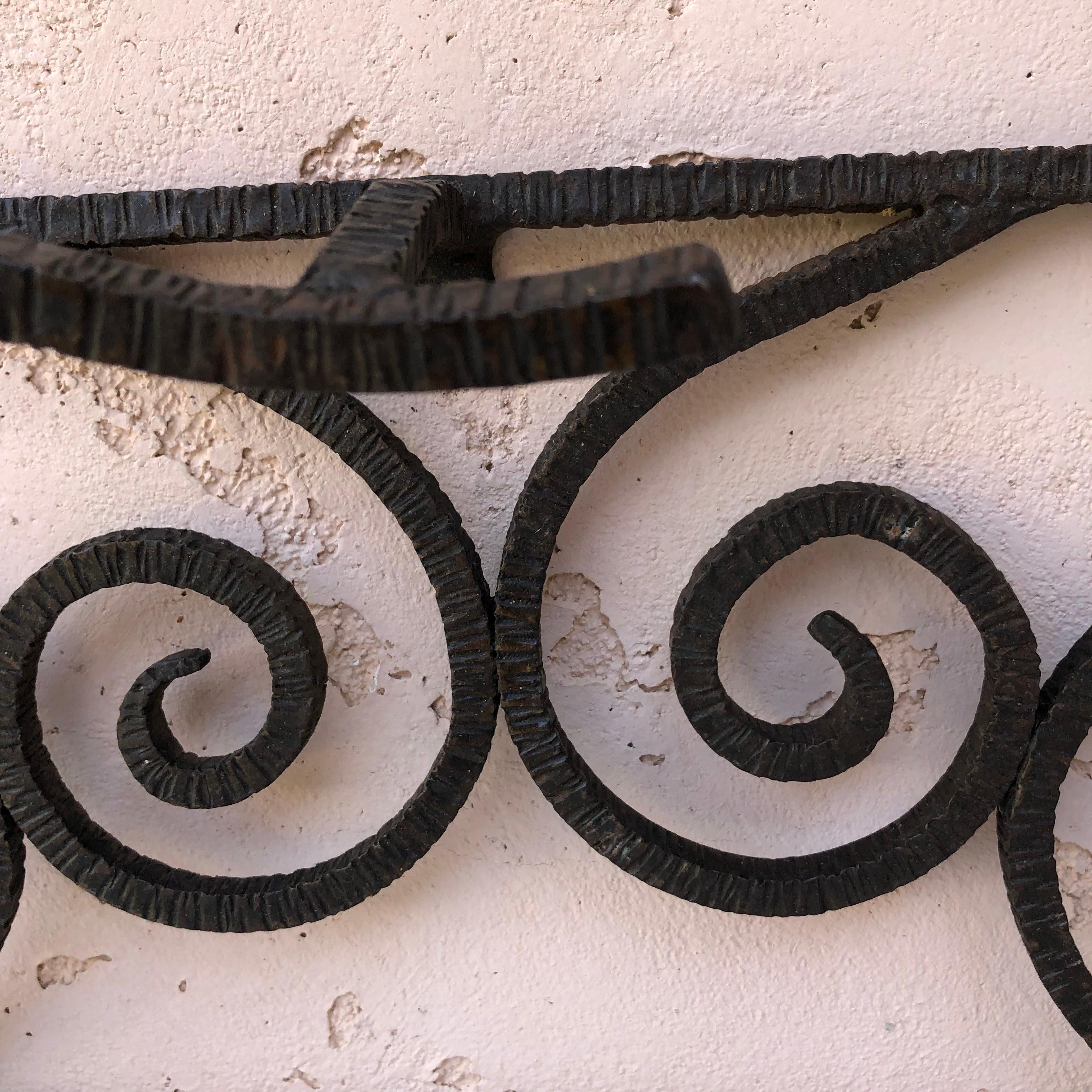 French Art Deco Wrought Iron Coat Rack in the Manner of Edgar Brandt, Circa 1930 For Sale