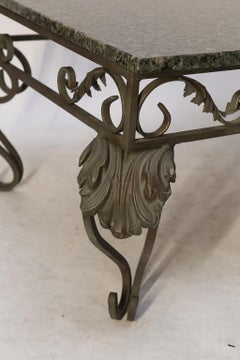 Wrought Iron Cocktail Table Base with Green and Black Granite Top