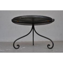Wrought Iron Coffee Table 1940 Style Onyx Tray with Inlays