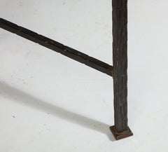 Wrought Iron Coffee Table after Edgard Brandt with Shagreen Top, France, 1940s