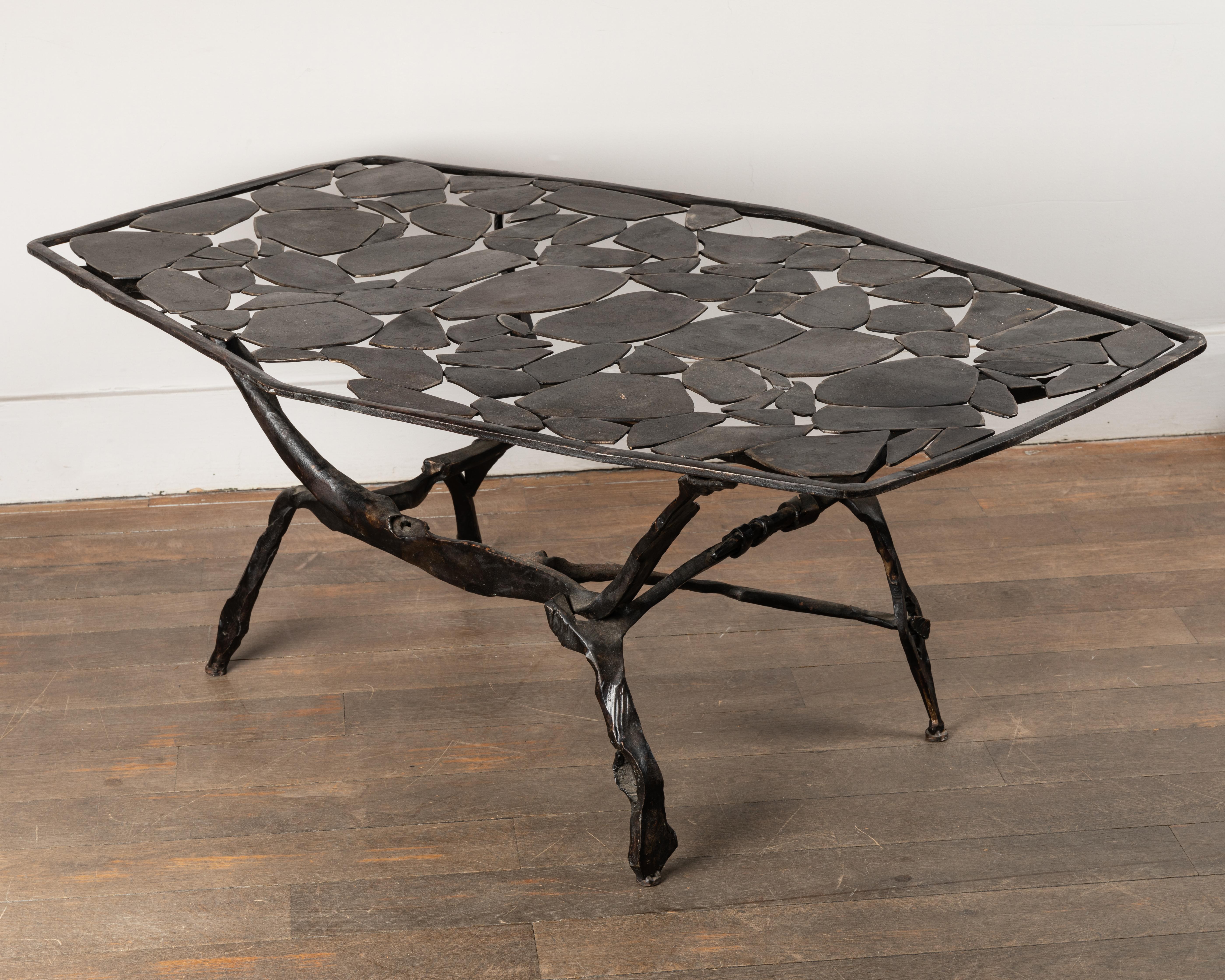 Brutalist Wrought Iron Coffee Table by Nicolas Thevenin