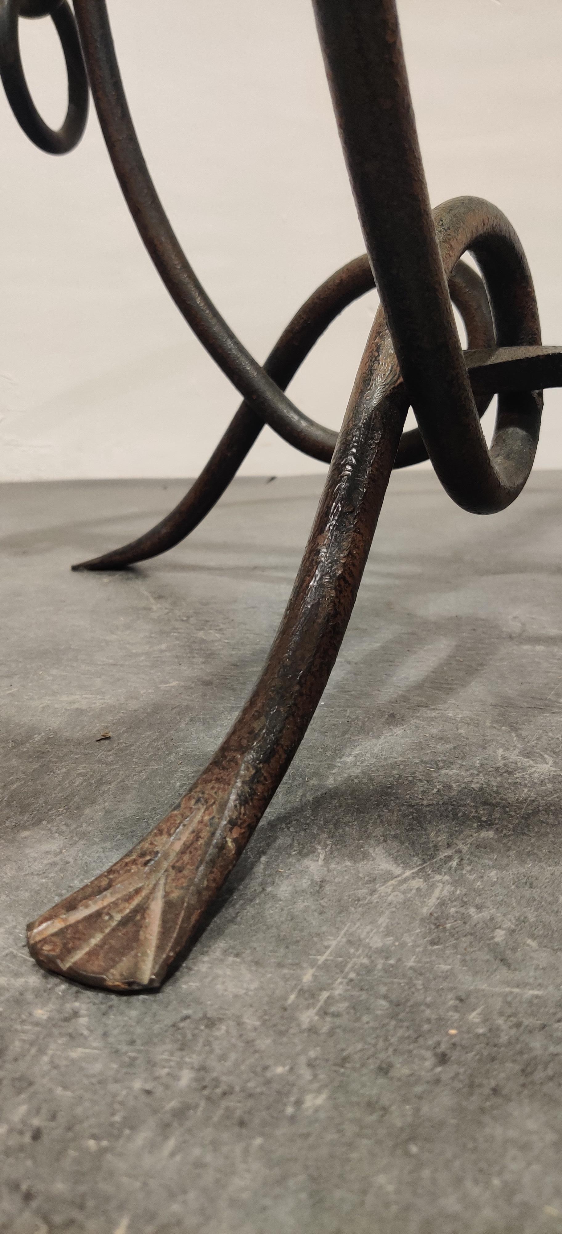 French Wrought Iron Coffee Table by René Drouet, 1940s