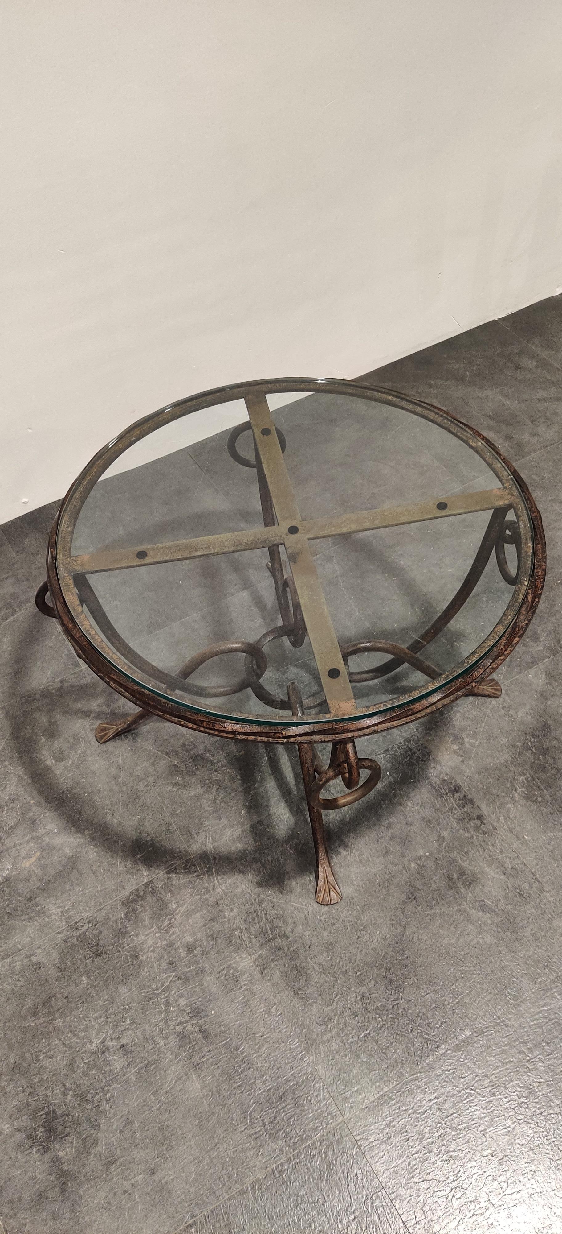 Wrought Iron Coffee Table by René Drouet, 1940s In Good Condition In HEVERLEE, BE