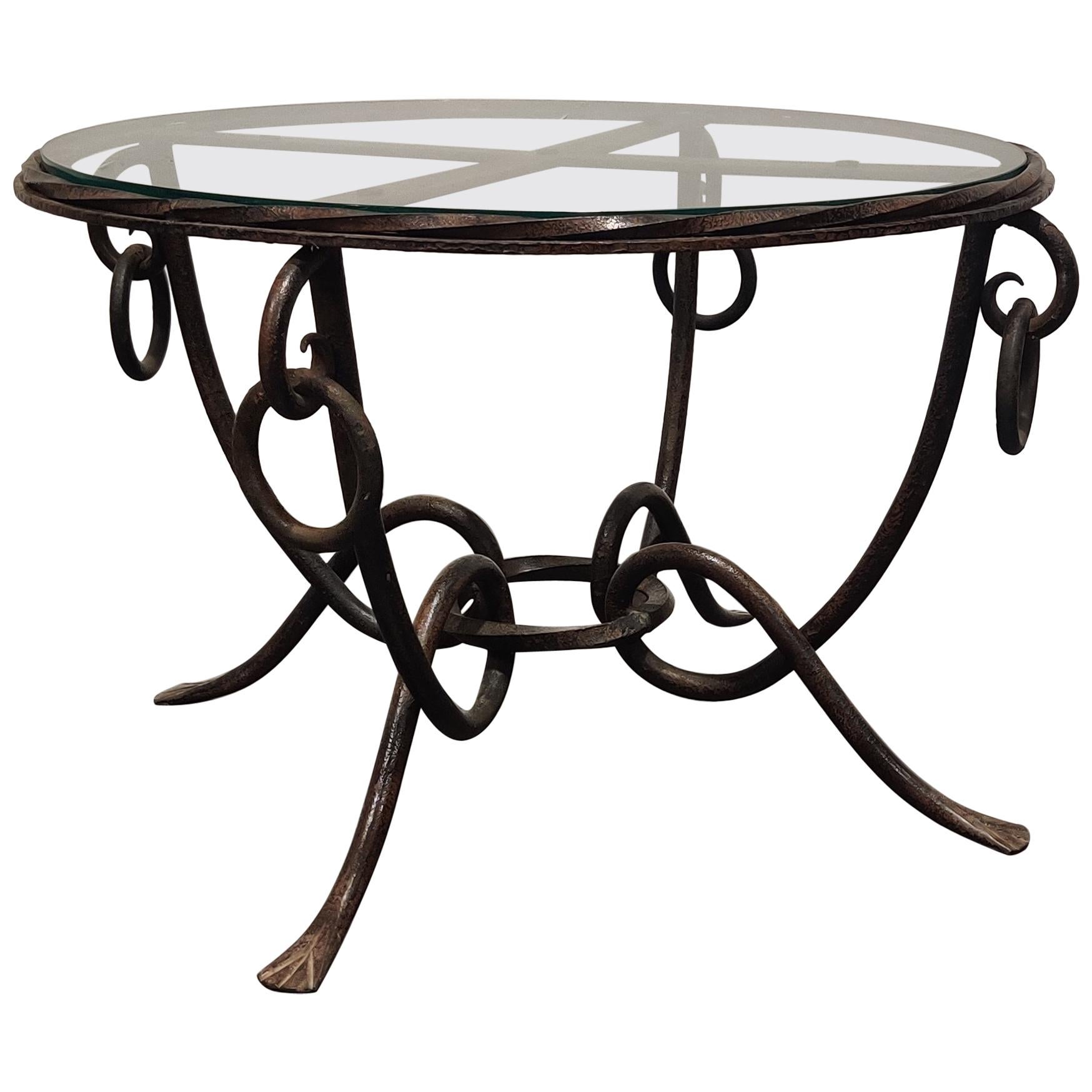 Marc Duplantier Neo Classic Gold Leaf Wrought Iron Coffee Table at 1stDibs