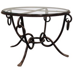 Wrought Iron Coffee Table by René Drouet, 1940s